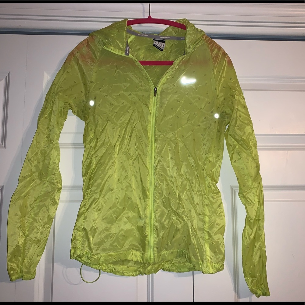 Neon Yellow Nike Running Jacket SZ Small